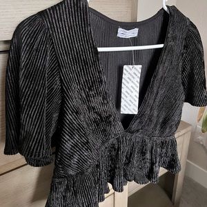 NWT Urban Outfitters Velvet Deep V Crop Top